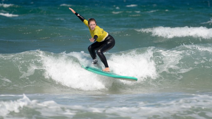 If you steal my wave, I will karate chop you.   c/o Baleal Surf Camp