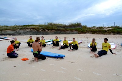 Steve and Addie teaching us newbies,  c/o Baleal Surf Camp