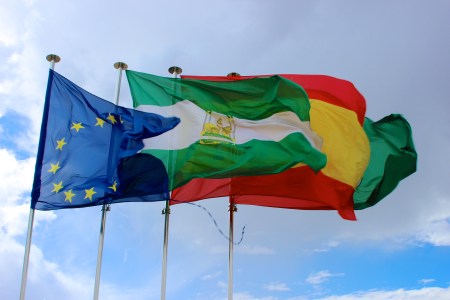 Flags flying in Granada, Spain